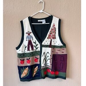 Vintage 1990's Capacity Woman farm scarecrow sweater vest size 2X